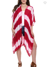 Load image into Gallery viewer, Red and White Tye Die Kimono
