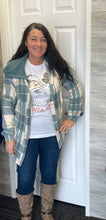 Load image into Gallery viewer, Super Soft Ivory/Ocean Water Hooded Plaid
