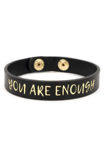 Load image into Gallery viewer, Black or White ‘You are enough’ Faux Leather Bracelet Cuff
