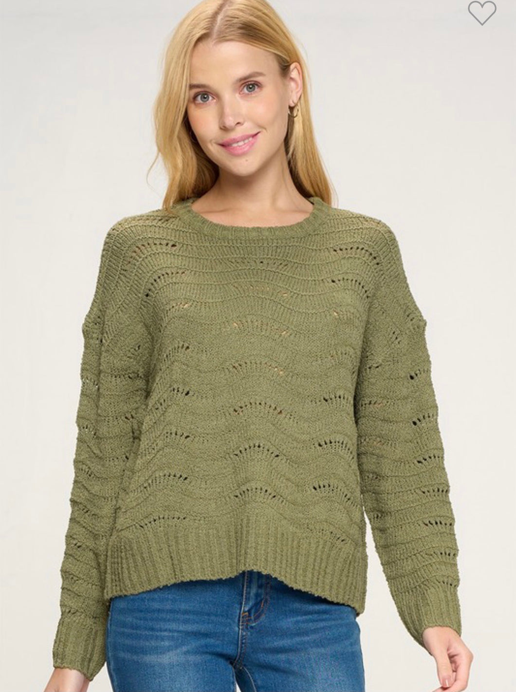 Olive Long Sleeve Loose Fit Sweater