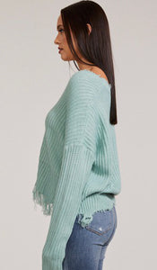 Mint Distressed Sweater