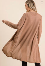 Load image into Gallery viewer, Popcorn Waffle Open Front Knee Length Cardigan- Mocha
