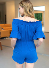 Load image into Gallery viewer, Royal Blue Off the Shoulder Romper
