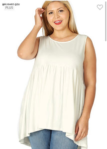 Ivory Sleeveless Empire Waist Top