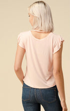 Load image into Gallery viewer, Peach V-Neck Too with Ruffle Sleeve
