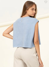 Load image into Gallery viewer, Dusty Blue Stay Simple Short Sleeve Crop
