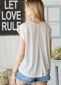 Oatmeal Round Knit Solid Color Knit Top