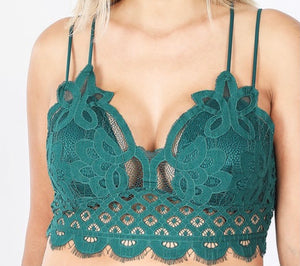 Dark Green Lace Criss Cross Bralette