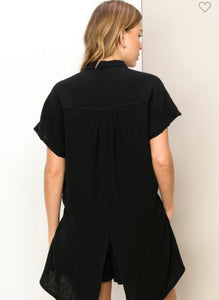 Black Endless Appeal Tie Front Longline Shirt