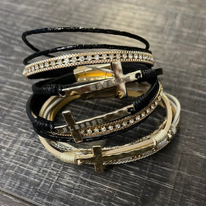 Various Colora Matte Cross Beige Multi-Strand Magnetic Bracelet