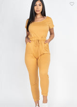 Load image into Gallery viewer, Two-Way Shoulder Drawstring Jumpsuit- Camel
