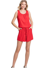Load image into Gallery viewer, Ruby Red Solid Sleeveless Elastic Waist with Pockets
