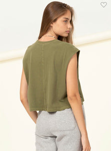 Olive Stay Simple Short Sleeve Crop