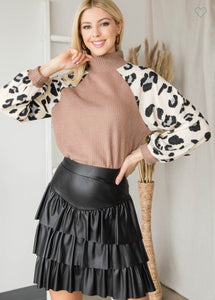 Mocha Leopard Mock Sweater