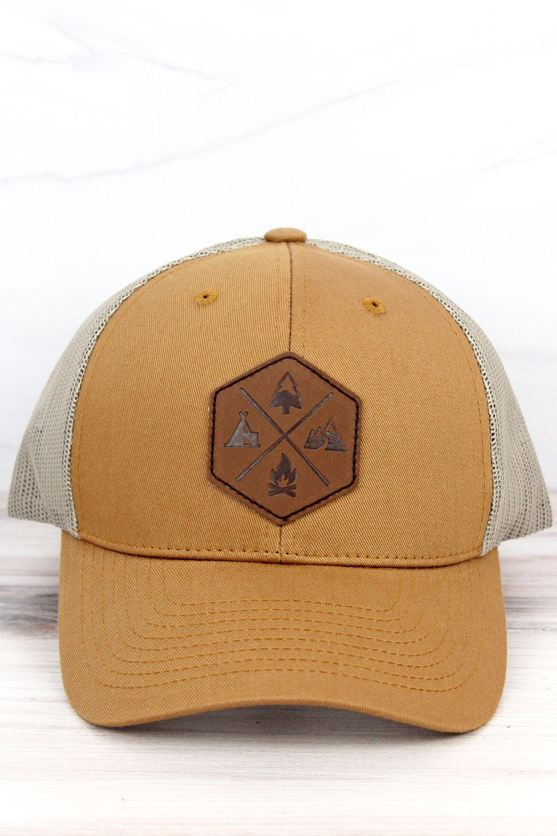 Timber Brown and Khaki Outdoor Patch Mesh Cap