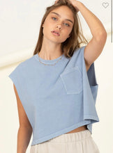 Load image into Gallery viewer, Dusty Blue Stay Simple Short Sleeve Crop
