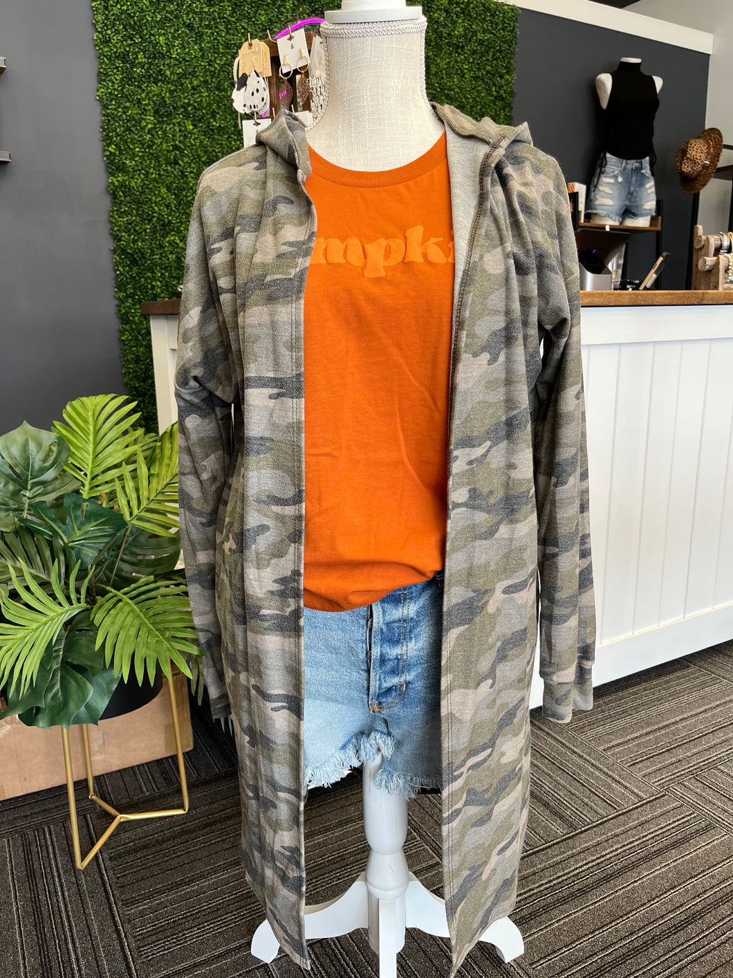 Camo French Terry Hoodie Cardigan