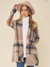 Load image into Gallery viewer, Taupe Marshmellow Plaid Cardigan

