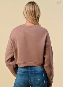 Light Chocolate Sweatshirt Crop Top