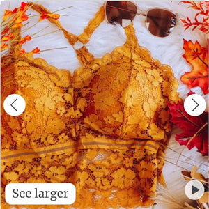JadyK Mustard Juliette Racerback Lace Bralette