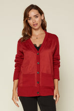 Load image into Gallery viewer, Rust Suede Contrast Knit Cardigan
