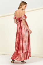 Load image into Gallery viewer, Rust Off the Shoulder Tie Dye Ruffle Maxi Dress

