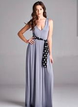 Load image into Gallery viewer, Silver Scalloped V-Neck Maxi Dress
