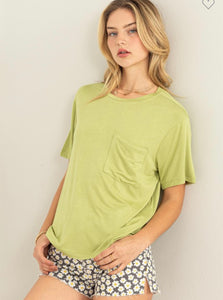 Pale Olive Wonderful Intentions Oversized Pocket Tee