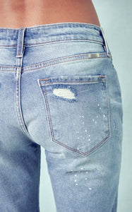 Kancan Destroyed Paint Splash High Rise Boyfriend Jean