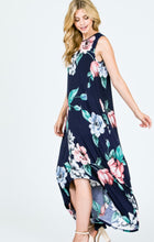Load image into Gallery viewer, Navy Floral Lower Back Maxi Dress
