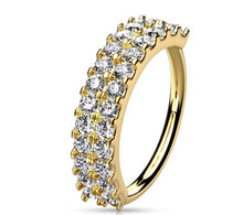Load image into Gallery viewer, Double Line CZ Bendable Hoop Ring 20GA
