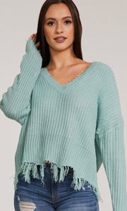 Mint Distressed Sweater