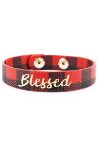 Blessed Buffalo Plaid Snap Bracelet
