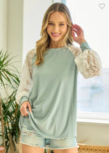 Load image into Gallery viewer, Sage Romantic Lace Top
