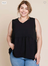 Load image into Gallery viewer, Black Ruffle V Neck Sleeveless Top
