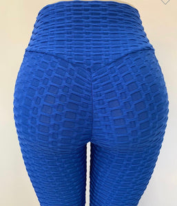 Tiktok- Full Length HoneyComb Leggings- Royal Blue