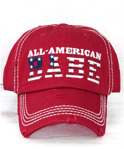 Distressed Red 'All-American Babe' Cap