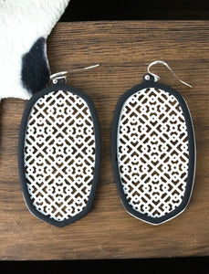 White and Black Ornate Filigree Earrings