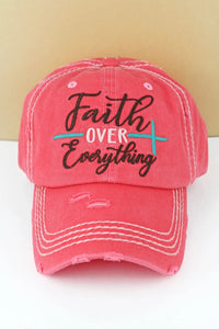 DISTRESSED SALMON 'FAITH OVER EVERYTHING' CAP