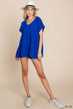 Load image into Gallery viewer, Royal Blue V Neck Ruffle Tiered Top
