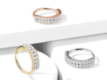 Load image into Gallery viewer, Double Line CZ Bendable Hoop Ring 20GA
