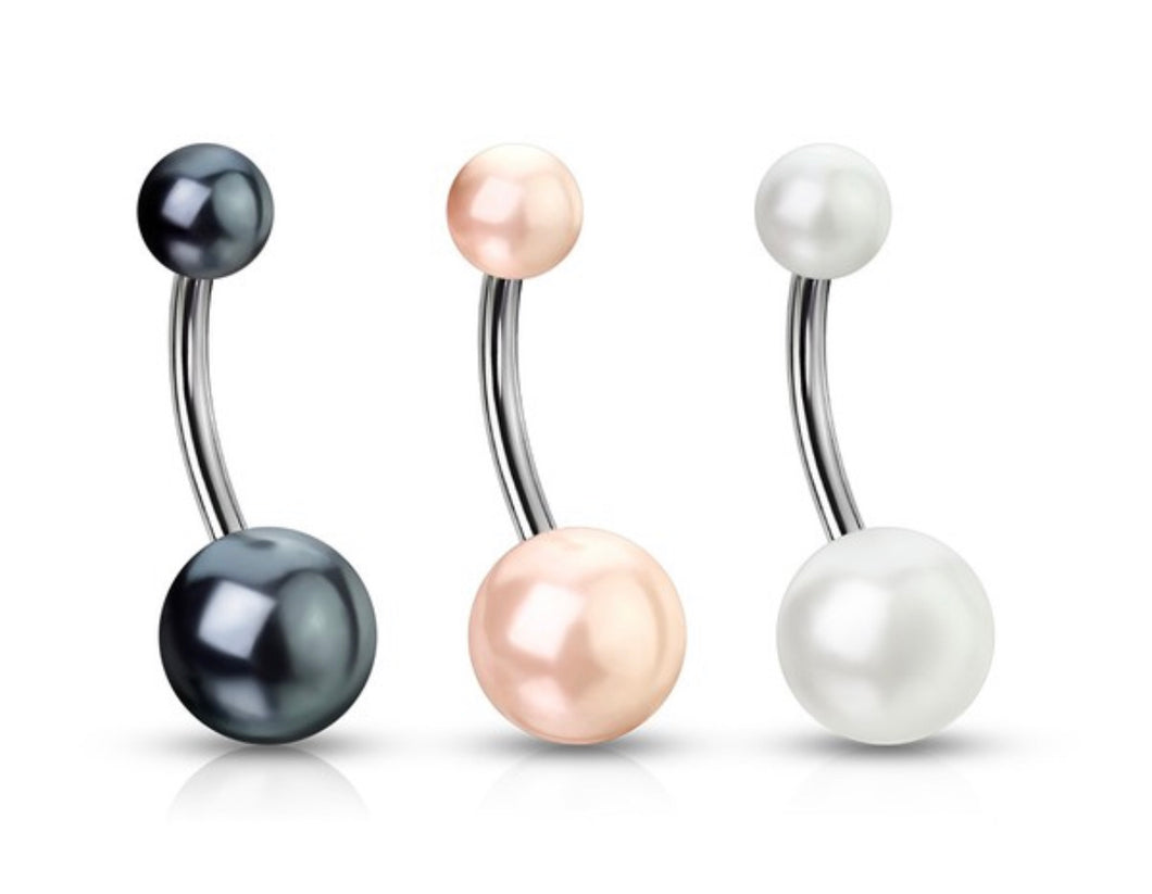 Imitation Pearl Belly Button Ring