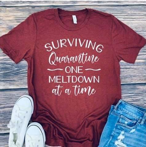 Short Sleeve Maroon T-Shirt- Surviving Quarantine